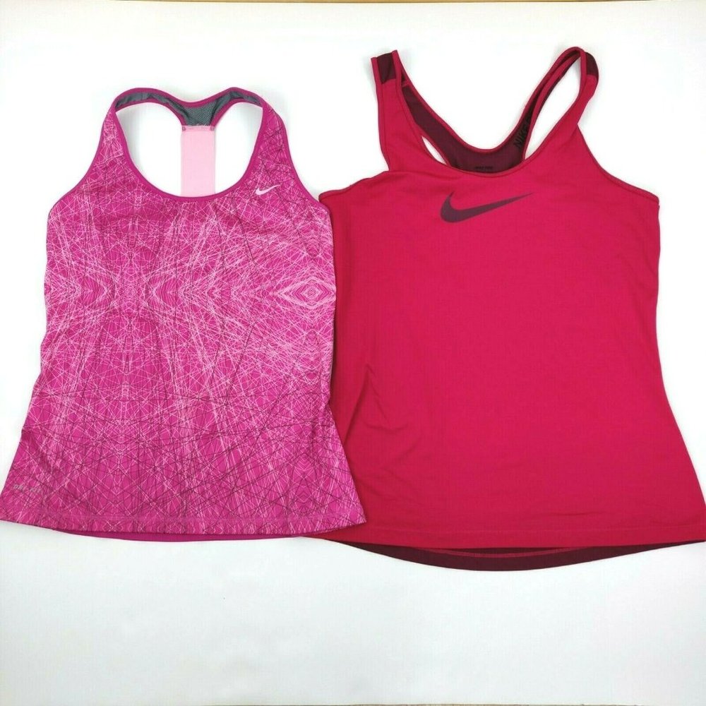 Nike Pro Dri-Fit Size L Lot of 2 Racerback Athletic Running Sports Tank Tops